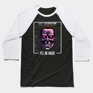 Terminator's Cyber Portrait White Baseball T-Shirt